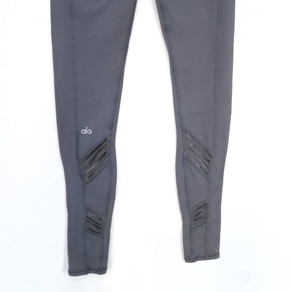 Alo Yoga Leggings Moto Pants Size XXS Womens High Rise Gray Mesh Panel - Picture 14 of 16